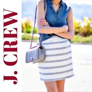 NWT J. CREW Silk & Linen Blend Striped Mini Skirt, Size 6